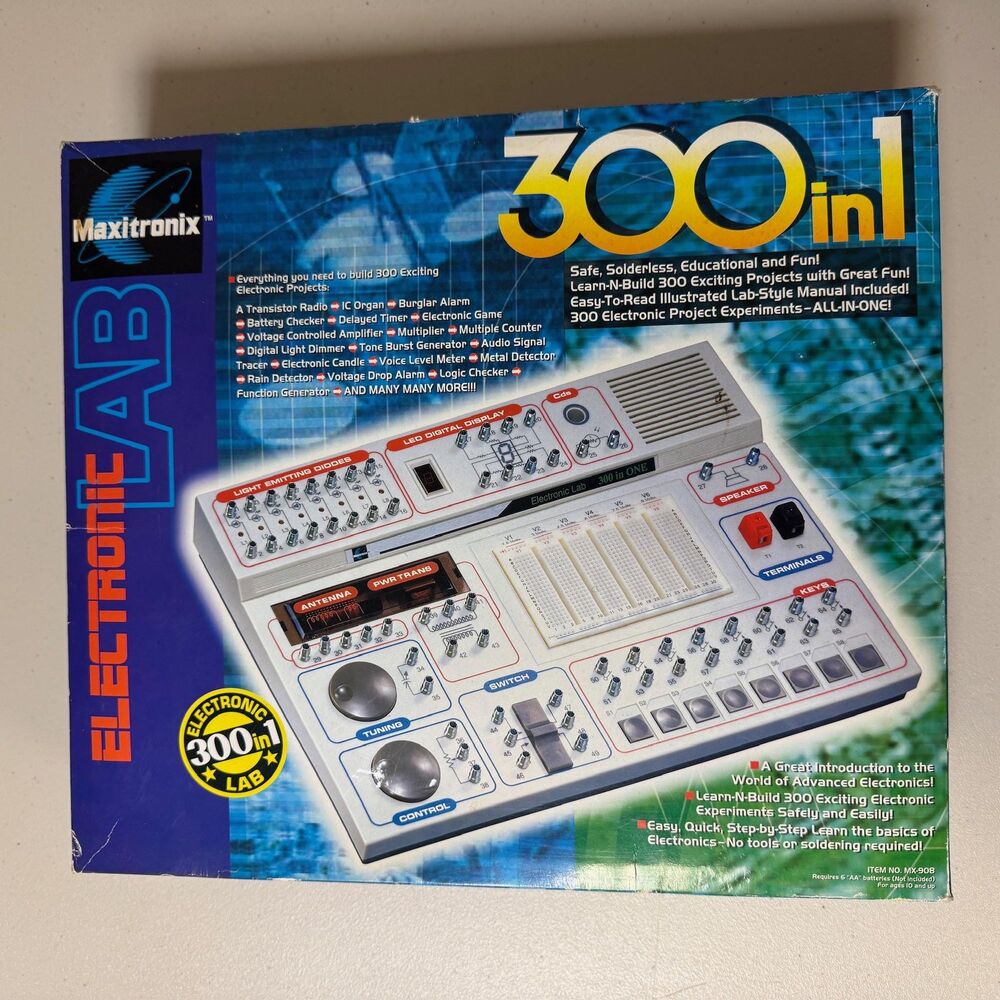 Vintage Maxitronix 300 Electronic Lab Solderless Education Science Kit Summer
